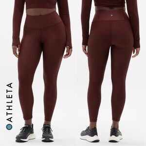 Athleta Interval High Rise Perforated Red Leggings BNWT